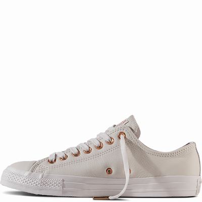 Converse Chuck Taylor All Star Leather Low Tops Womens - White Shoes (791XKSGO)